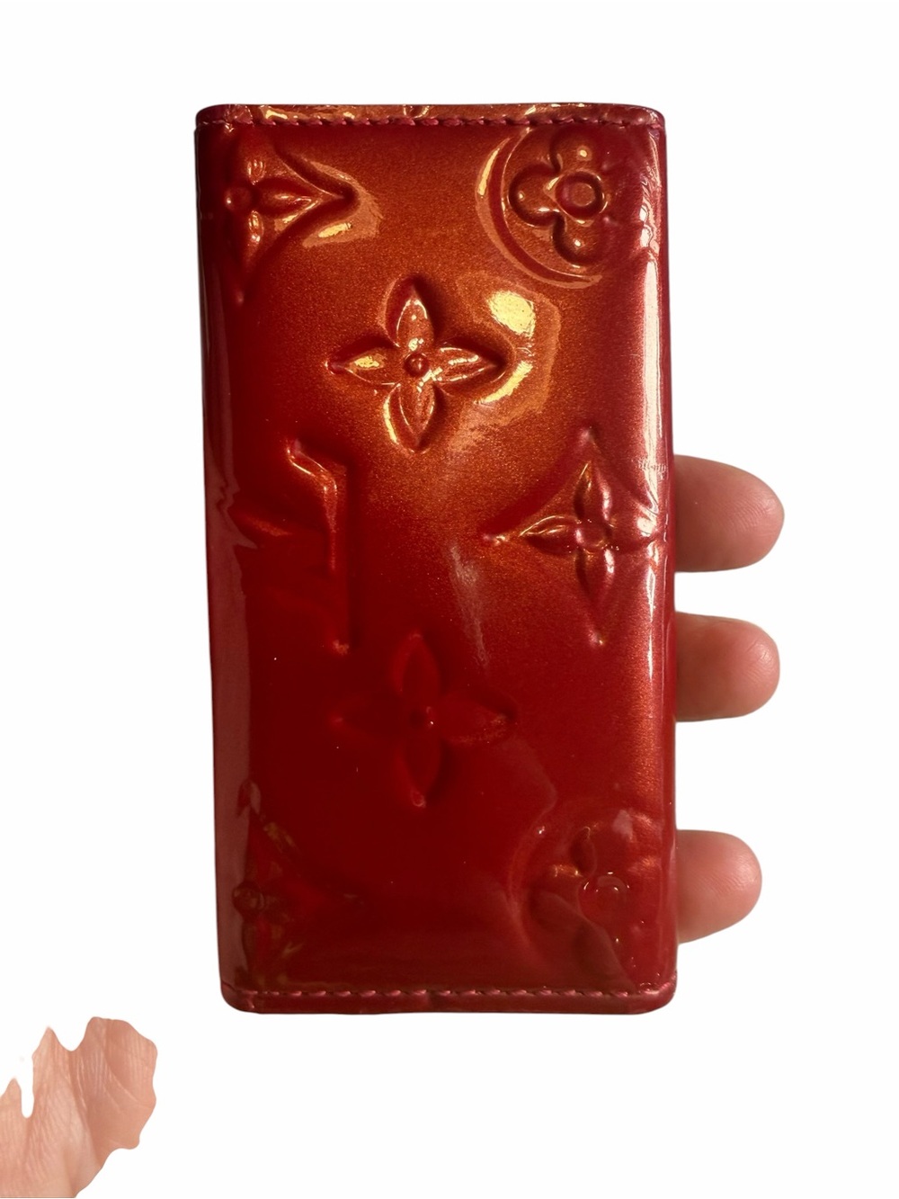 Authentic Louis Vuitton Red Vernis Monogram Key & Card Holder - Picture 2 of 6
